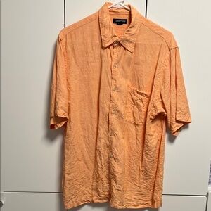 100% Linen Lands' End Men's Casual Button-Down in Orange
